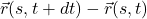 \vec{r}(s,t+dt) - \vec{r}(s,t)