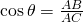 \cos \theta = \frac {AB}{AC}