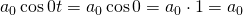 a_0\cos{0t}=a_0\cos{0}=a_0\cdot 1= a_0