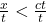 \frac{x}{t}<\frac{ct}{t}