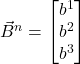 \vec{B}^n=\begin{bmatrix} b^1 \\ b^2 \\ b^3 \end{bmatrix}