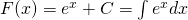 F(x)=e^x+C=\int e^x dx